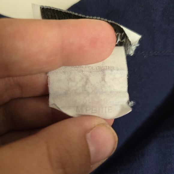 BonWorth Vintage Navy-Blue Button-Down Blouse Floral Embroidery Size Petite Med - Picture 9 of 10